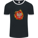 The of Polish Flag Fire Effect Poland Mens Ringer T-Shirt FotL Black/White