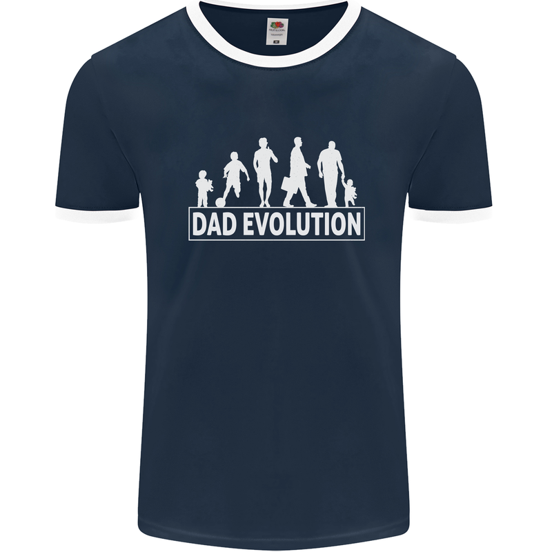 Dad Evolution Fathers Day Mens Ringer T-Shirt FotL Navy Blue/White