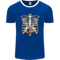 Pie Inside a Skeleton Torso Funny Food Mens Ringer T-Shirt FotL Royal Blue/White