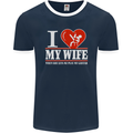 Guitar I Love My Wife Guitarist Electric Mens Ringer T-Shirt FotL Navy Blue/White