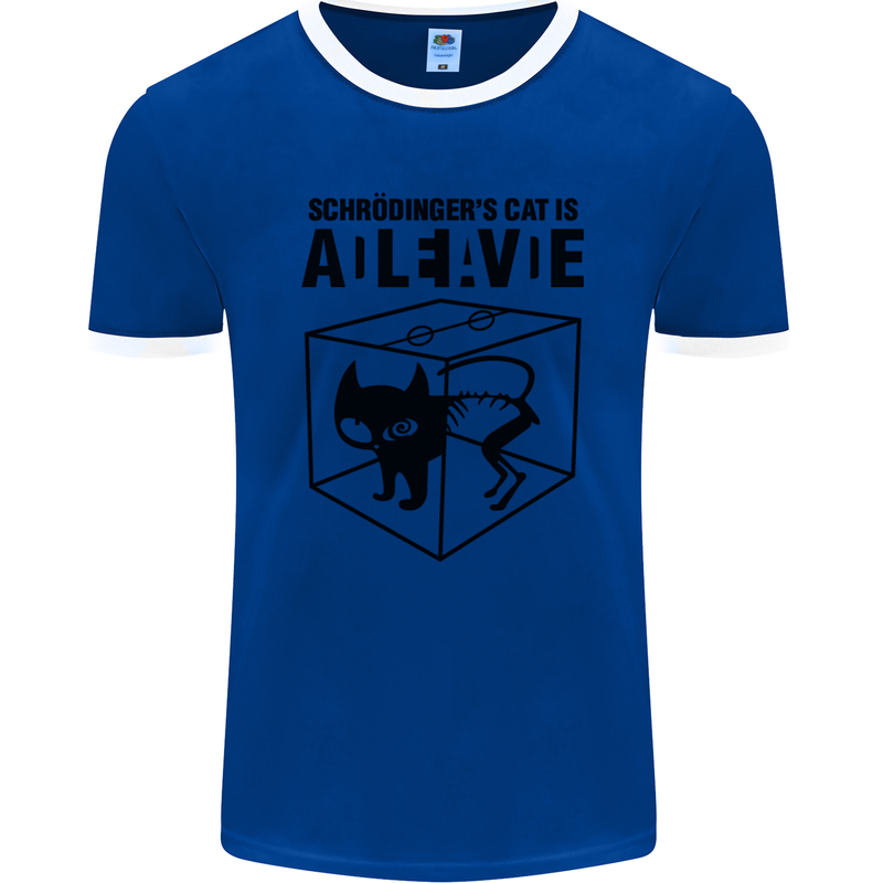 Schrodinger's Cat Science Geek Nerd Mens Ringer T-Shirt FotL Royal Blue/White