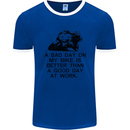 A Bad Day on My Bike Motorcycle Biker Mens Ringer T-Shirt FotL Royal Blue/White
