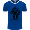 Muscle Man Gym Training Top Bodybuilding Mens Ringer T-Shirt FotL Royal Blue/White