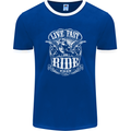 Live Fast Ride Free Motorcycle Biker Mens Ringer T-Shirt FotL Royal Blue/White