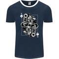 Sniper Playing Card Military Army Elite Mens Ringer T-Shirt FotL Navy Blue/White