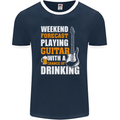 Guitar Forecast Funny Beer Alcohol Mens Ringer T-Shirt FotL Navy Blue/White