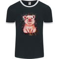 A Watercolour Pig Mens Ringer T-Shirt FotL Black/White