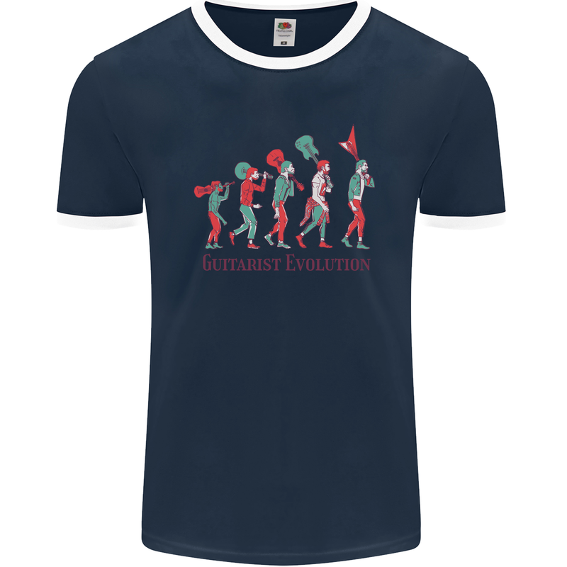 Evolution of a Guitarist Mens Ringer T-Shirt FotL Navy Blue/White