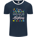 Autism In a World Be Kind Autistic ASD Mens Ringer T-Shirt FotL Navy Blue/White