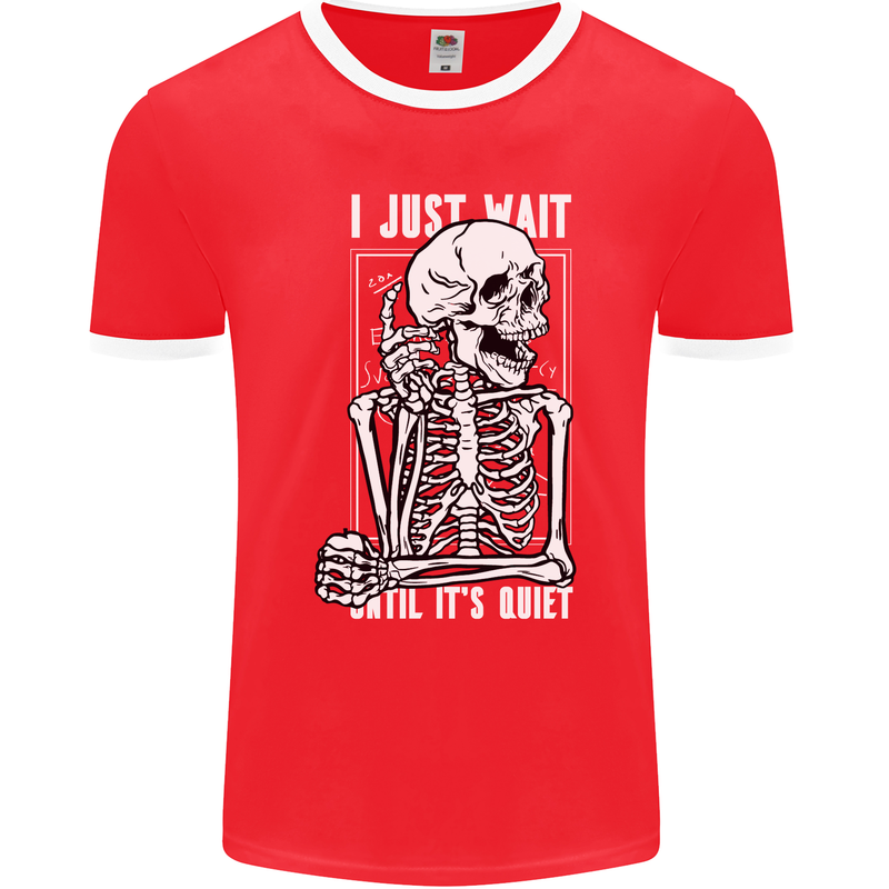 Teacher Ill Just Wait Teaching Maths Enlish Mens Ringer T-Shirt FotL Red/White