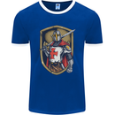 Knights Templar England St Georges Day Mens Ringer T-Shirt FotL Royal Blue/White