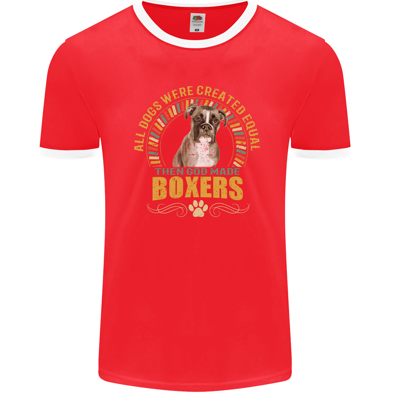 A Boxer Dog Mens Ringer T-Shirt FotL Red/White