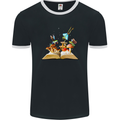 Trippy Nature Book Magic Mushrooms LSD Mens Ringer T-Shirt FotL Black/White