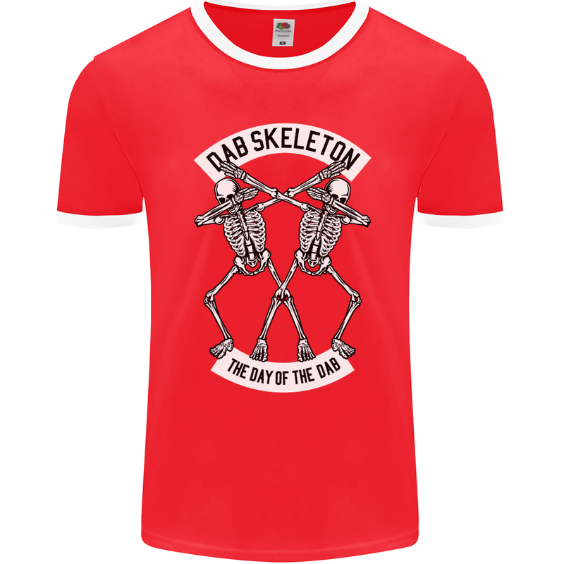 Dab Skeleton the Day of the Dab Dead Mens Ringer T-Shirt FotL Red/White