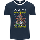 Cats Make Me Happy Funny Christmas Mens Ringer T-Shirt FotL Navy Blue/White