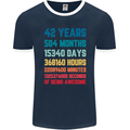 42nd Birthday 42 Year Old Mens Ringer T-Shirt FotL Navy Blue/White