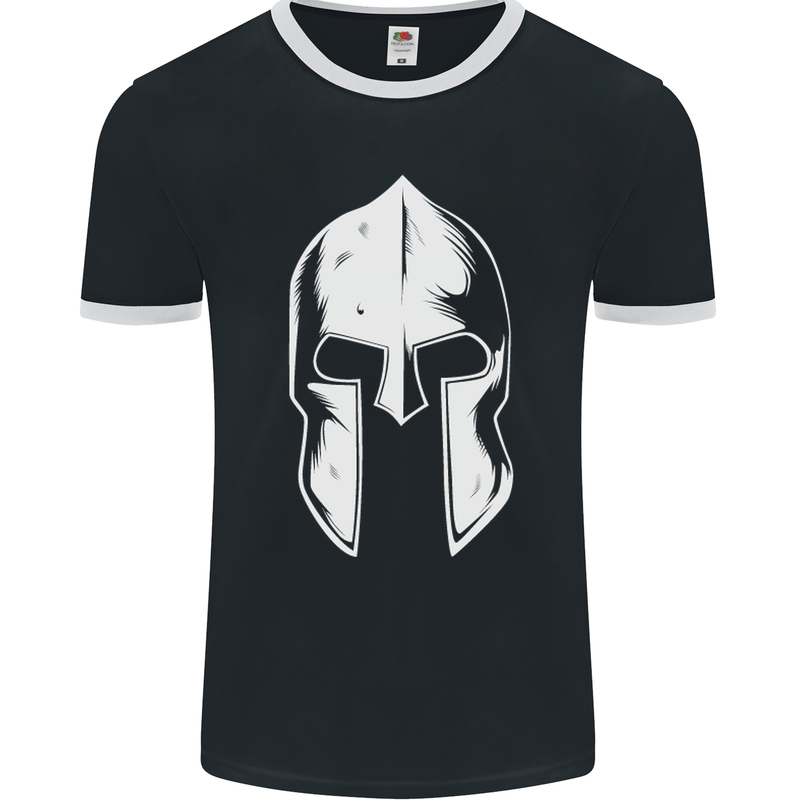 Spartan Helmet Weight Training Fitness Gym Mens Ringer T-Shirt FotL Black/White