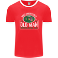 An Old Man With a Pool Cue Player Funny Mens Ringer T-Shirt FotL Red/White