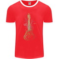 Green Guitar Tree Guitarist Acoustic Mens Ringer T-Shirt FotL Red/White