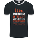 Funny Chess Never Interupt Your Enemy Mens Ringer T-Shirt FotL Black/White