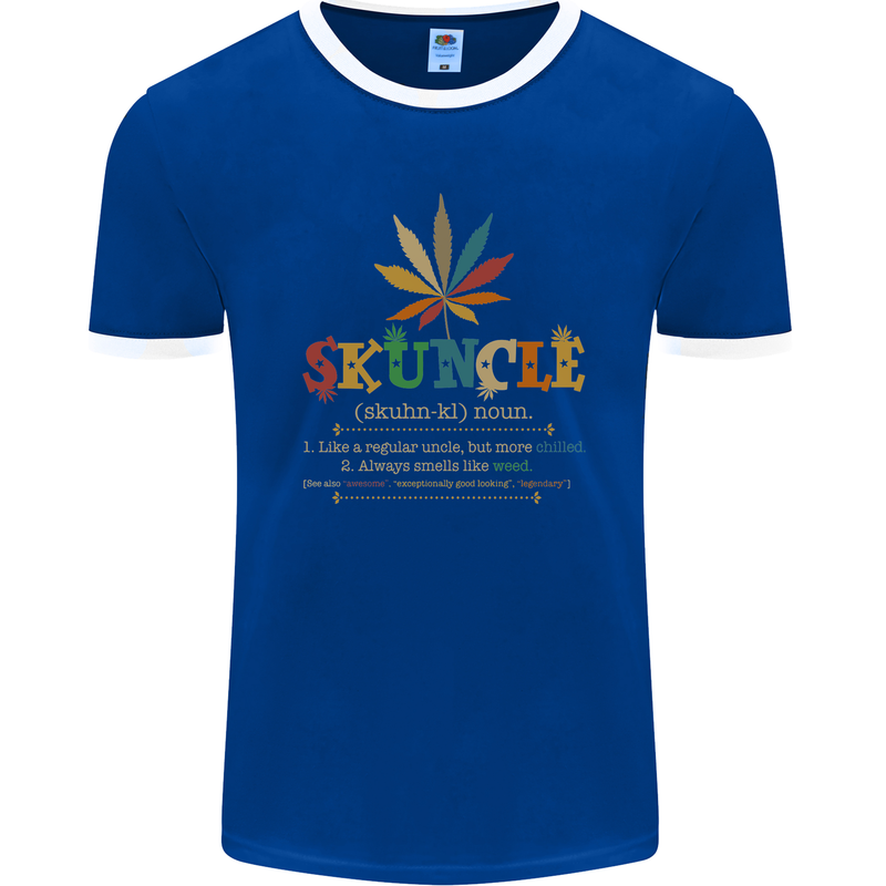 Skuncle Uncle That Smokes Weed Funny Drugs Mens Ringer T-Shirt FotL Royal Blue/White