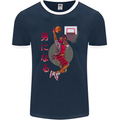 Samurai Basketball Player Mens Ringer T-Shirt FotL Navy Blue/White