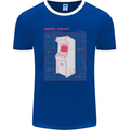 Retro Arcade Game Cabinet Gaming Gamer Mens Ringer T-Shirt FotL Royal Blue/White