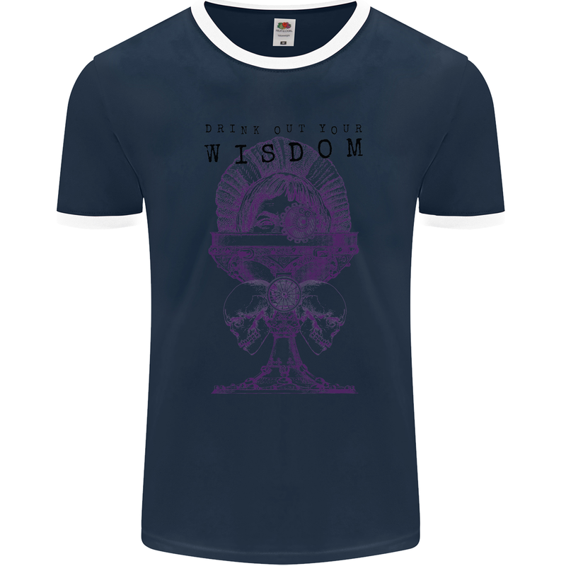 Wisdom Goblet Obscure Makabra Mens Ringer T-Shirt FotL Navy Blue/White