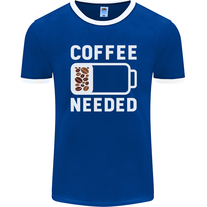 Coffee Needed Funny Addict Mens Ringer T-Shirt FotL Royal Blue/White