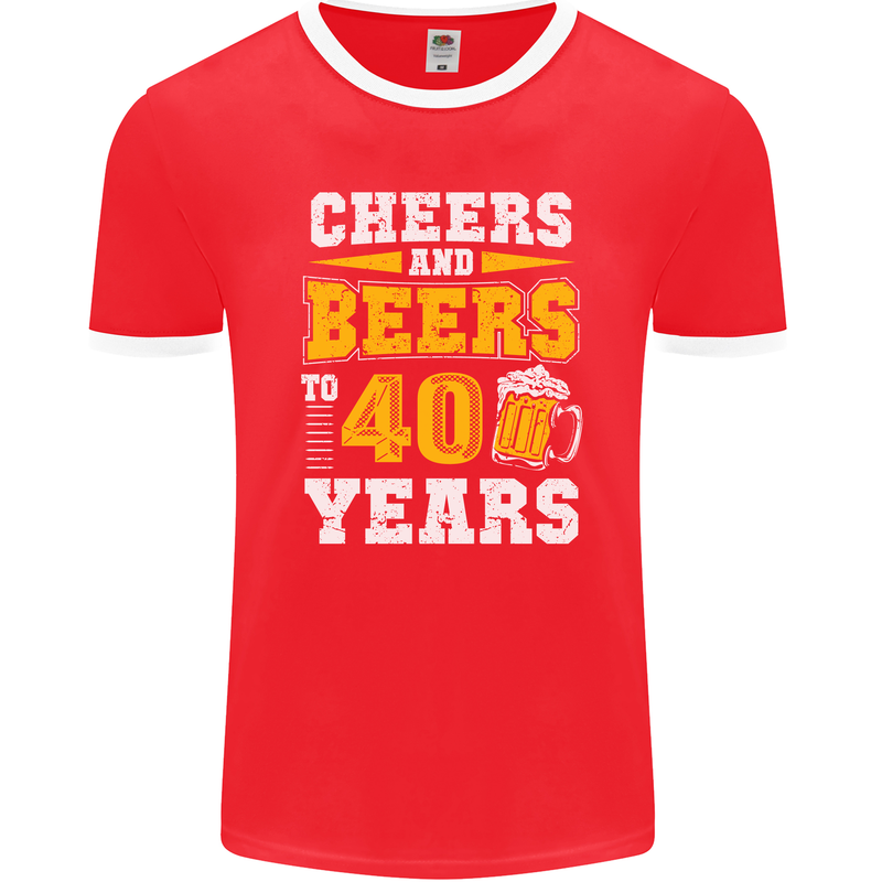 40th Birthday 40 Year Old Funny Alcohol Mens Ringer T-Shirt FotL Red/White