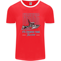Fishing It's Cheaper Than Therapy Fisherman Mens Ringer T-Shirt FotL Red/White
