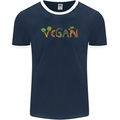 Vegan Vegetables Mens Ringer T-Shirt FotL Navy Blue/White