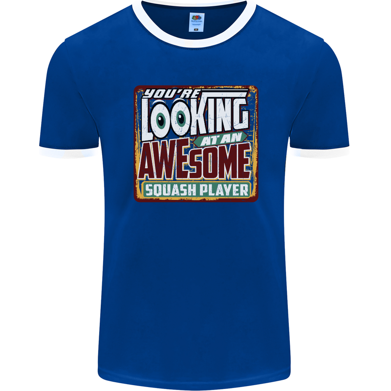 An Awesome Squash Player Mens Ringer T-Shirt FotL Royal Blue/White