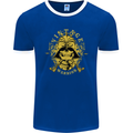 Vintage Warrior Samurai Bushido MMA Skull Mens Ringer T-Shirt FotL Royal Blue/White