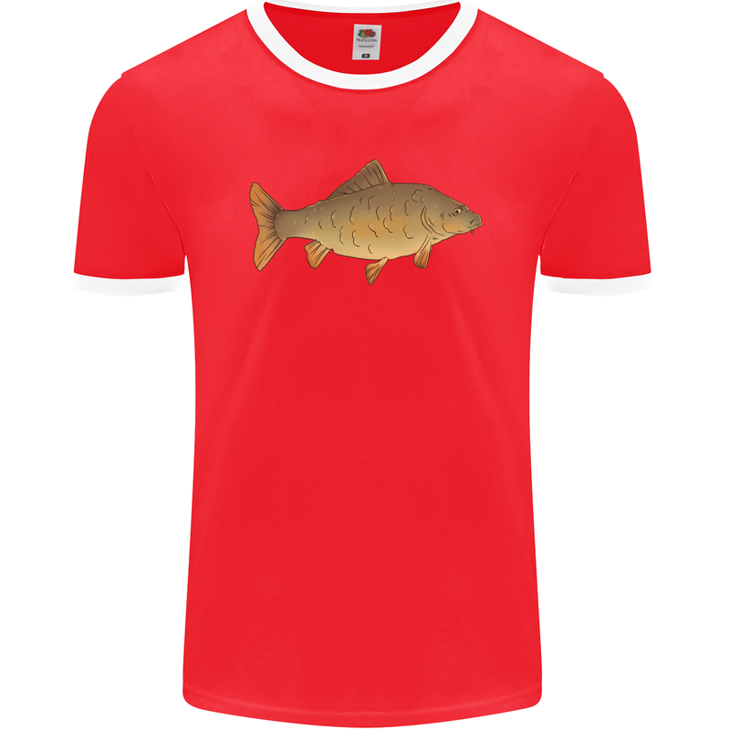 A Carp Fish Fishing Fisherman Mens Ringer T-Shirt FotL Red/White