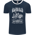 Biker A Normal Dad Father's Day Motorcycle Mens Ringer T-Shirt FotL Navy Blue/White