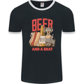 Beer and a Brat Funny Dog Alcohol Hotdog Mens Ringer T-Shirt FotL Black/White