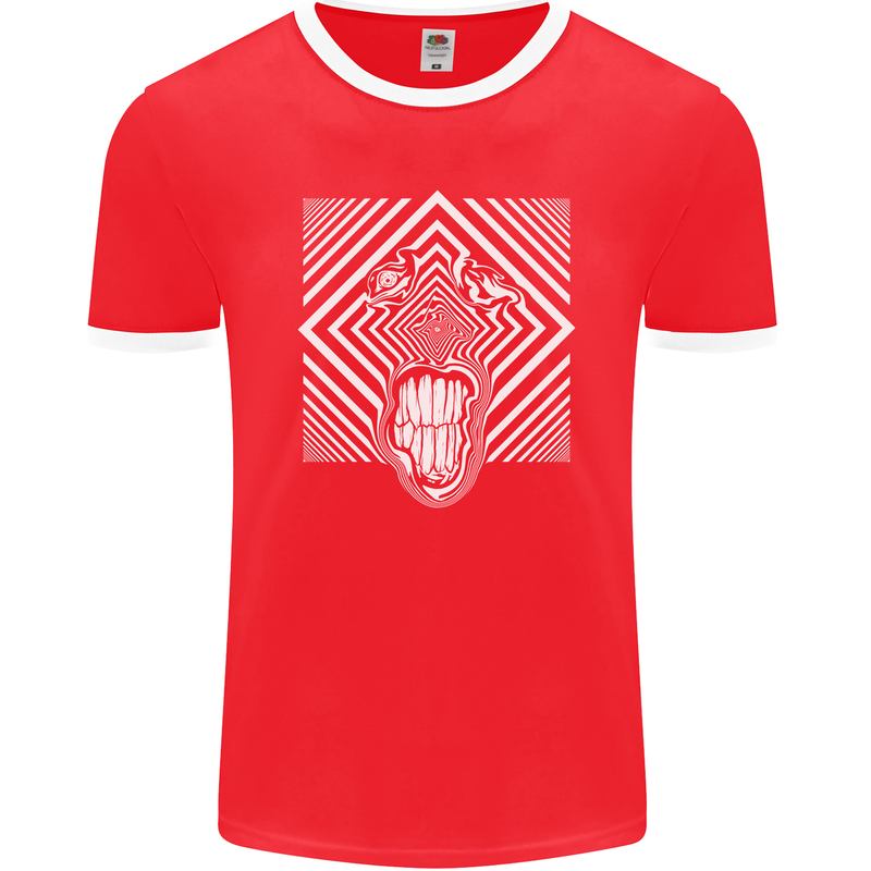 Zebra LSD Magic Mushrooms Hallucinogenic Mens Ringer T-Shirt FotL Red/White