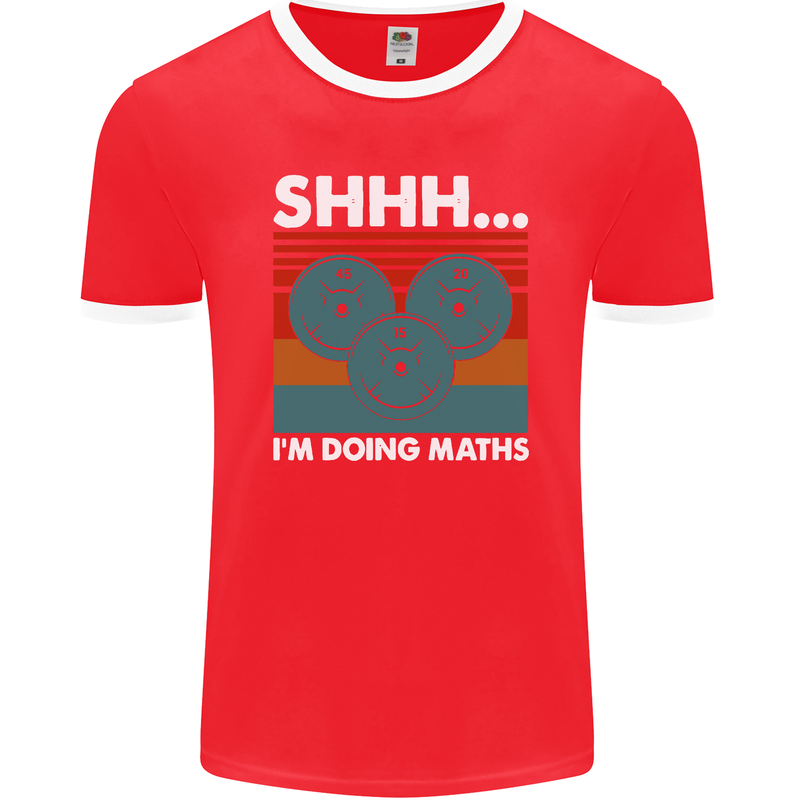 I'm Doing Maths Funny Gym Bodybuilding Mens Ringer T-Shirt FotL Red/White