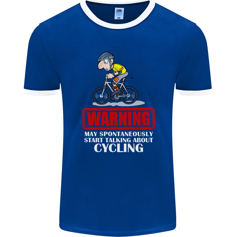 May Start Talking About Cycling Funny Mens Ringer T-Shirt FotL Royal Blue/White