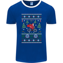 Cycling Santa Claus Christmas Cyclist Mens Ringer T-Shirt FotL Royal Blue/White