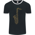 A Saxaphone Musical Instruments Brass Band Mens Ringer T-Shirt FotL Black/White