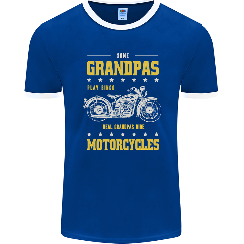 Some Grandpas Funny Biker Motorcycle Bike Mens Ringer T-Shirt FotL Royal Blue/White