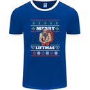 Gym Merry Liftmas Christmas Bodybuilding Mens Ringer T-Shirt FotL Royal Blue/White