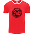 A Skull in Thorns Gothic Christ Jesus Mens Ringer T-Shirt FotL Red/White