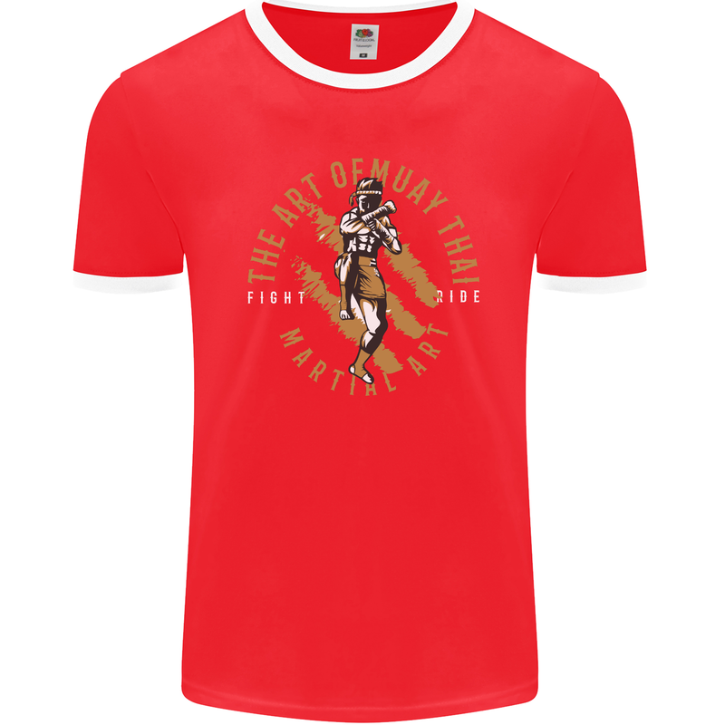 The Art of Muay Thai MMA Mixed Martial Arts Mens Ringer T-Shirt FotL Red/White