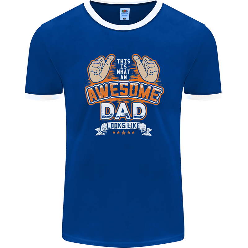 This Is What an Awesome Dad Father's Day Mens Ringer T-Shirt FotL Royal Blue/White