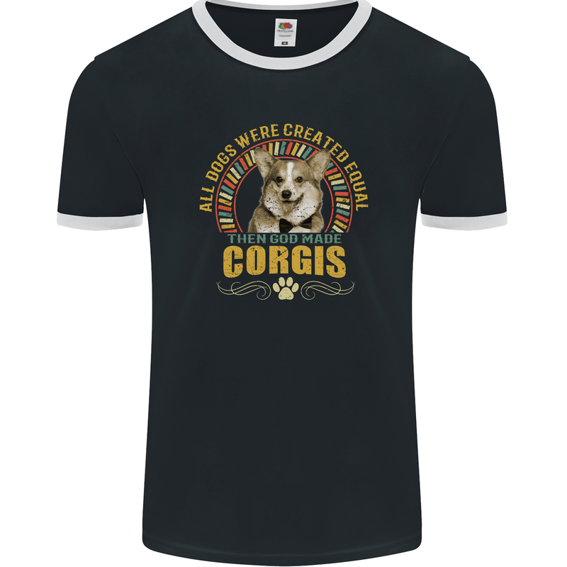 A Corgi Dog Mens Ringer T-Shirt FotL Black/White