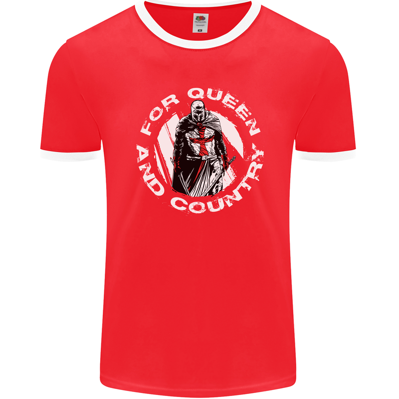 St Georges Day For Queen & Country England Mens Ringer T-Shirt FotL Red/White