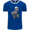 American Football Player Holding a Ball Mens Ringer T-Shirt FotL Royal Blue/White